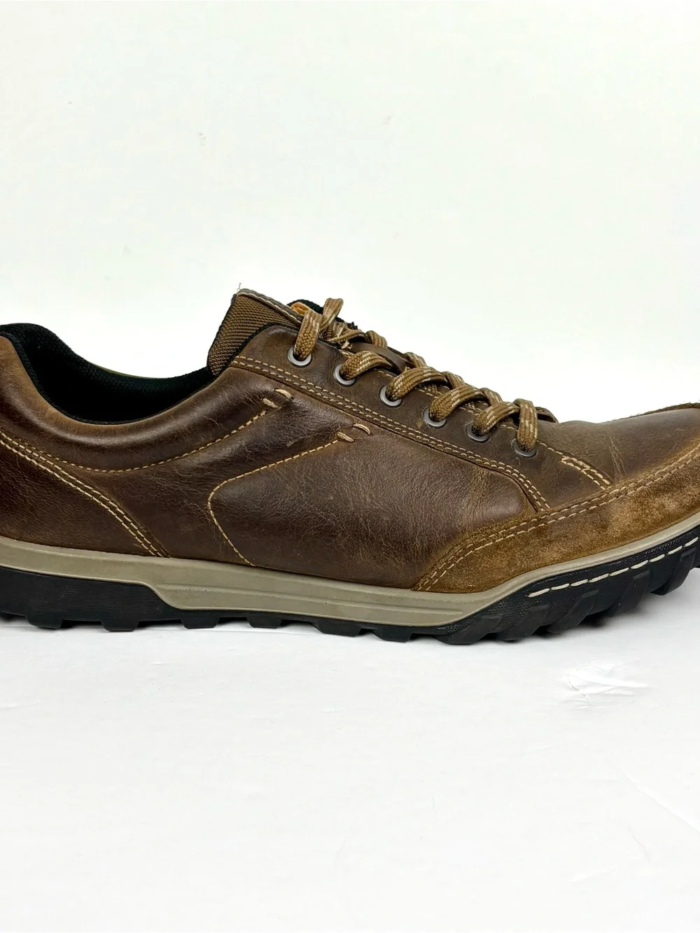 Ecco Receptor Technology Mens 13 (47) Brown Leather Hiking Shoes Sneakers